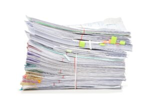 Stack of Documents isolated on white background. Documents pile.